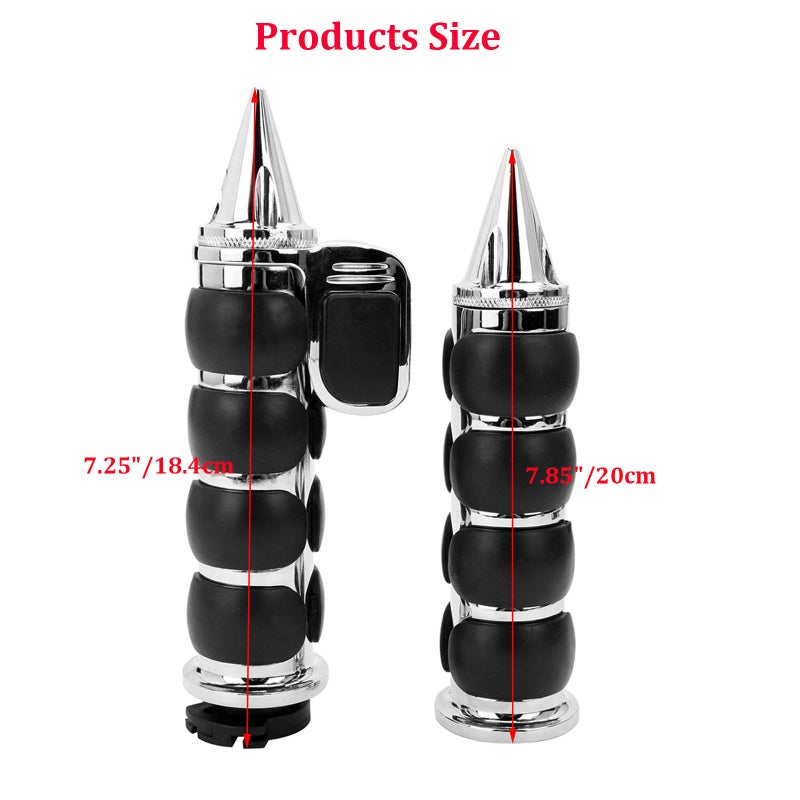 MISS MOLY Pair of 1" Dual Chrome Motorcycle Bar End Hand Grips Handlebar Compatible with Cruisers Harley Yamaha Suzuki - Image 2